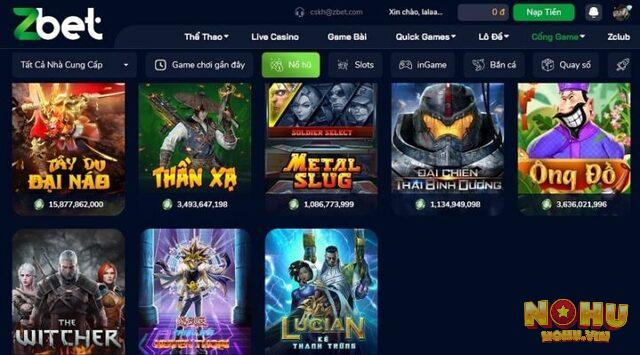 Sảnh game slot Zbet đa dạng trò chơi